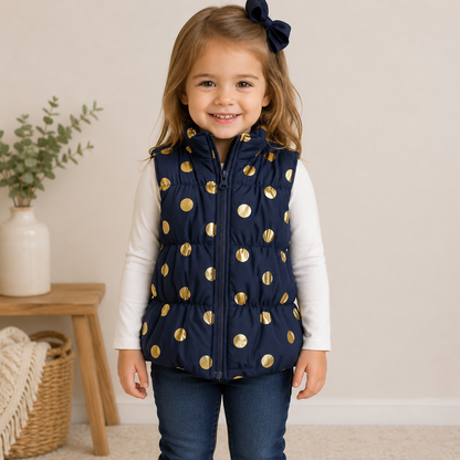 Healthtex Blue And Gold Sleeveless Puffer Vest Girl's Size 3t