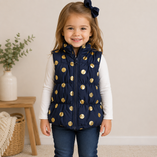 Healthtex Blue And Gold Sleeveless Puffer Vest Girl's Size 3t