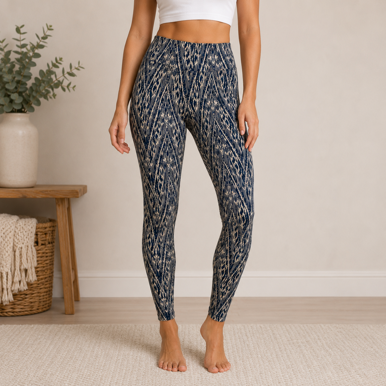 Cato Blue And Beige Leggings Women's Size Medium