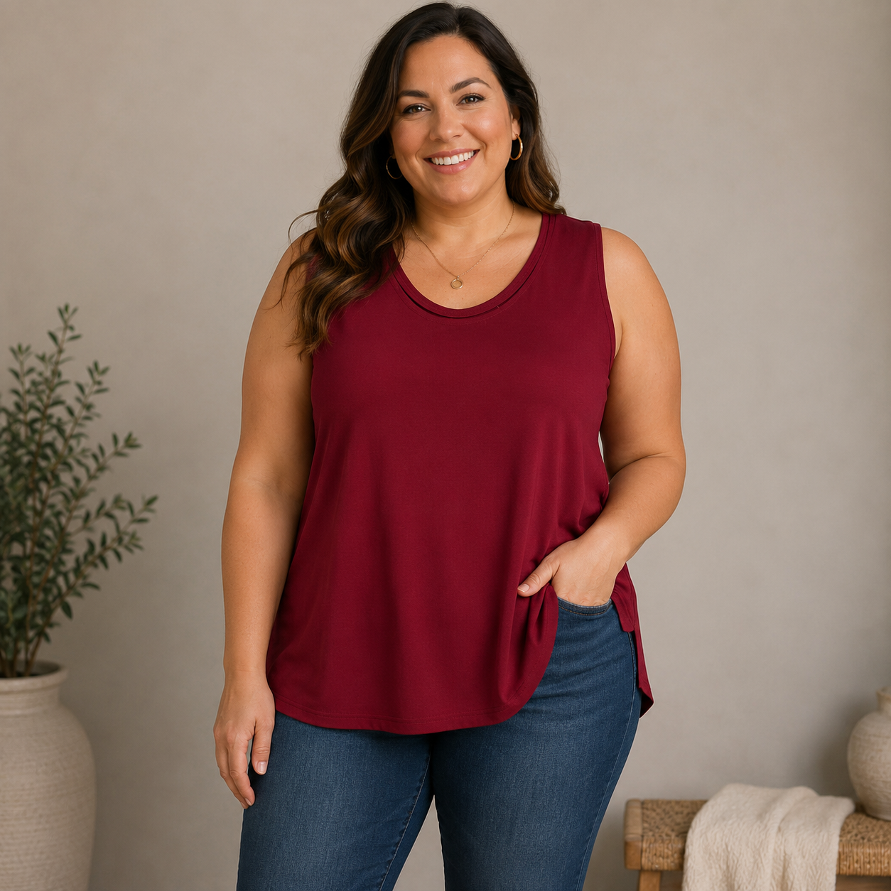 Studio C Red Sleeveless Blouse Women's 22/24W