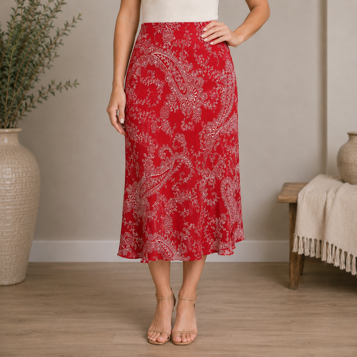 Cato Red Midi Skirt Women's Medium