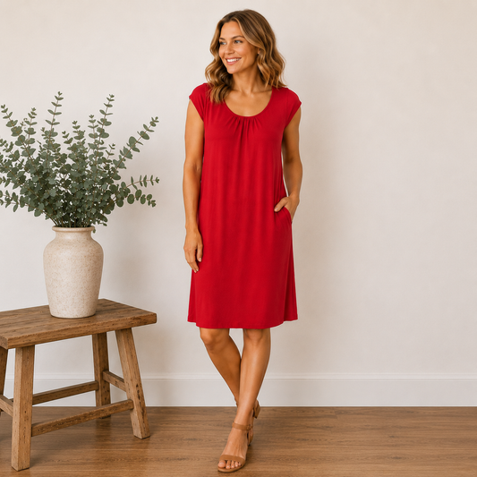 Old Navy Red Sleeveless Knee- Length Dress Women's Medium