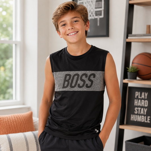 The Children's Place Sport Black Sleeveless Tank Top Boy's Large 10/12