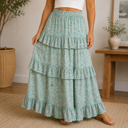 Wonderly Green Maxi Skirt Women's XL