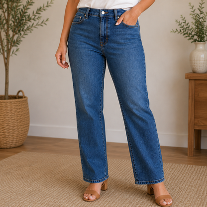 Full Blue Blue Straight Cut Jeans Women's 10 Short