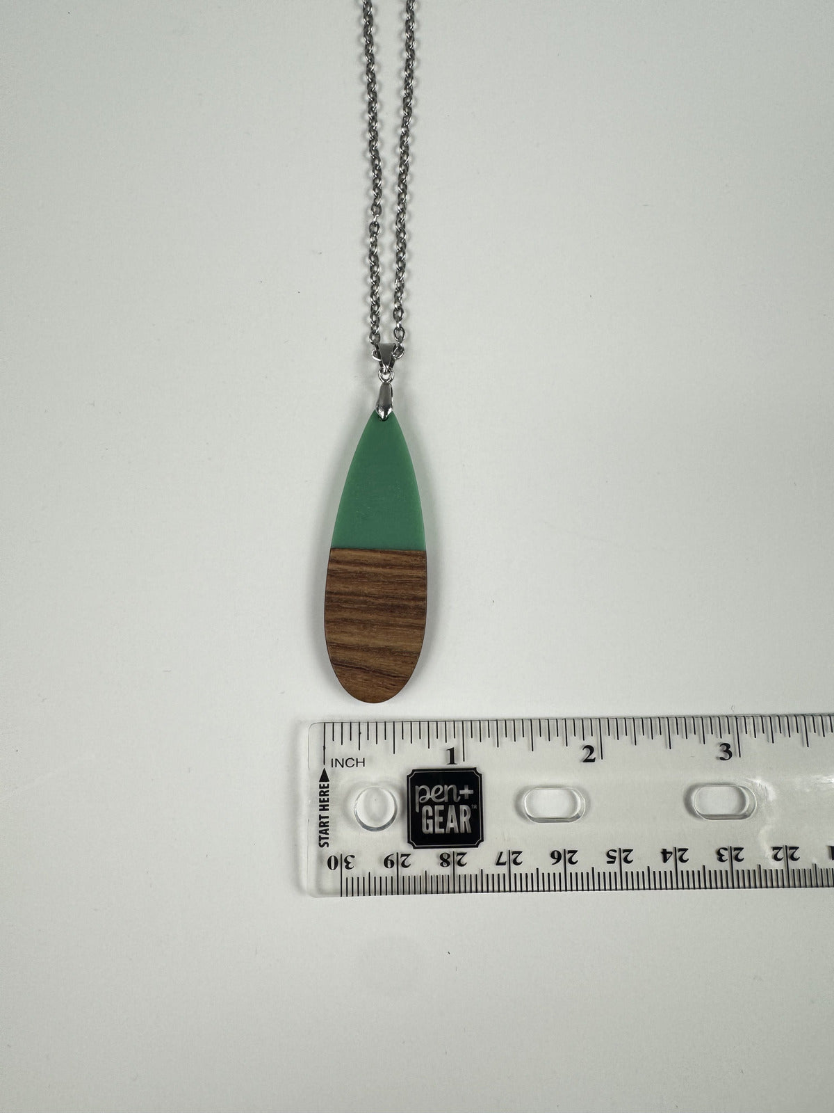 Fashion Jewelry Silver Toned Wooden & Turquoise Pendant Women's Necklace