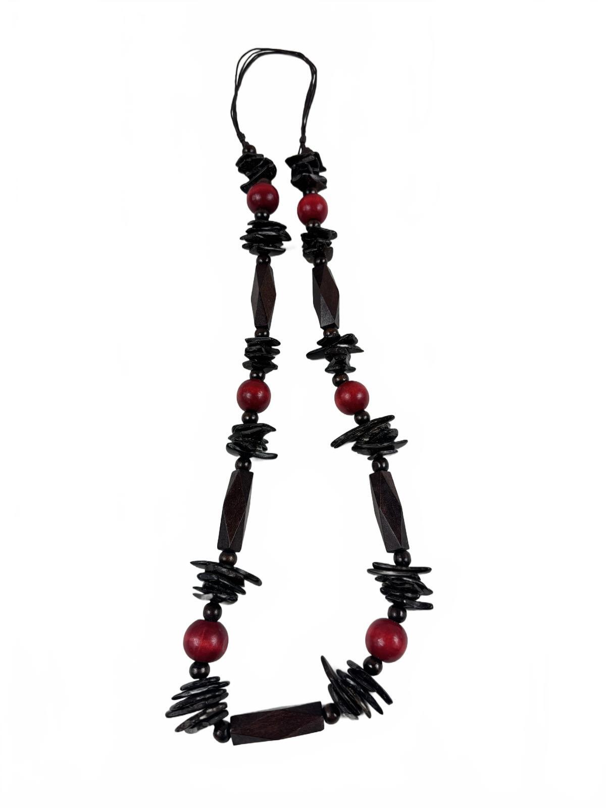 Fashion Jewelry Red & Wooden Beaded Women's Necklace