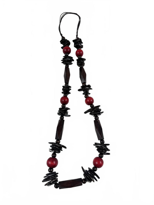 Fashion Jewelry Red & Wooden Beaded Women's Necklace