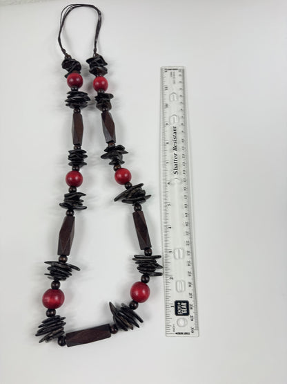 Fashion Jewelry Red & Wooden Beaded Women's Necklace