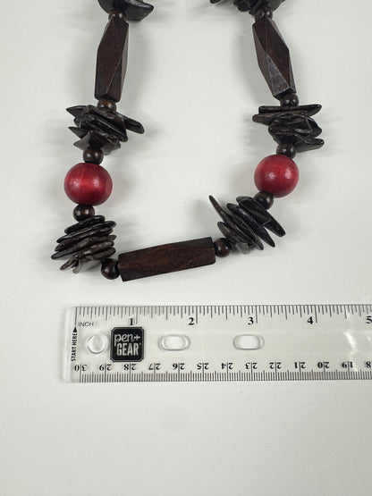Fashion Jewelry Red & Wooden Beaded Women's Necklace