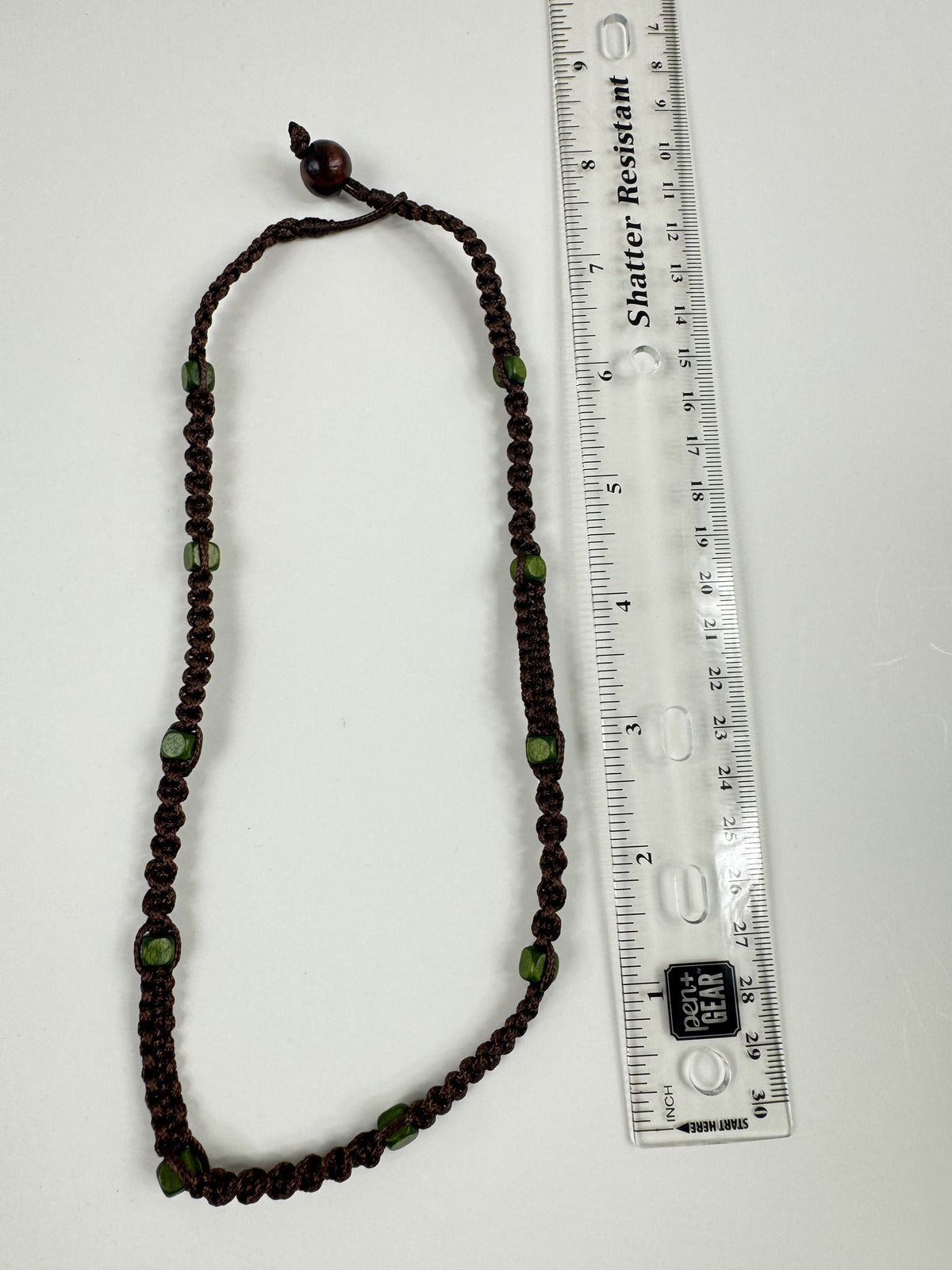 Fashion Jewelry Green Beaded Brown Cord Women's Necklace