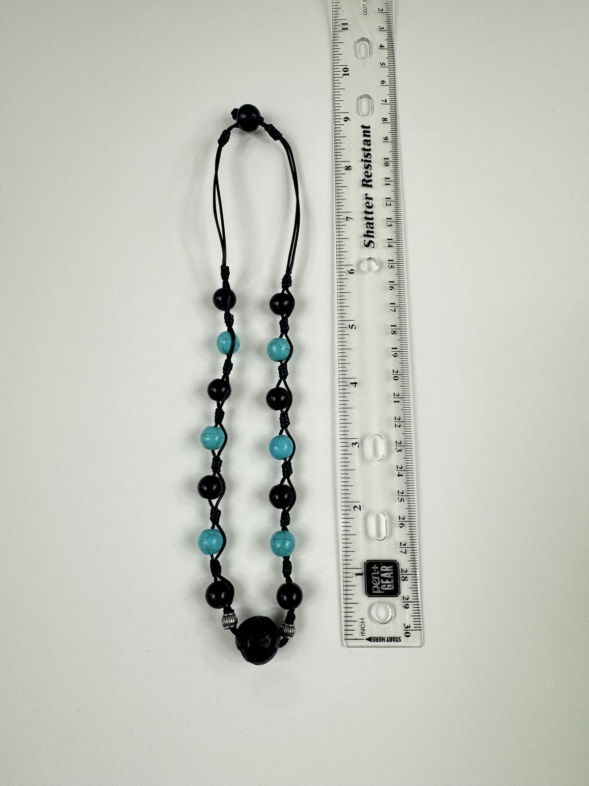 Fashion Jewelry Beaded Turquoise & Black Cord Women's Necklace