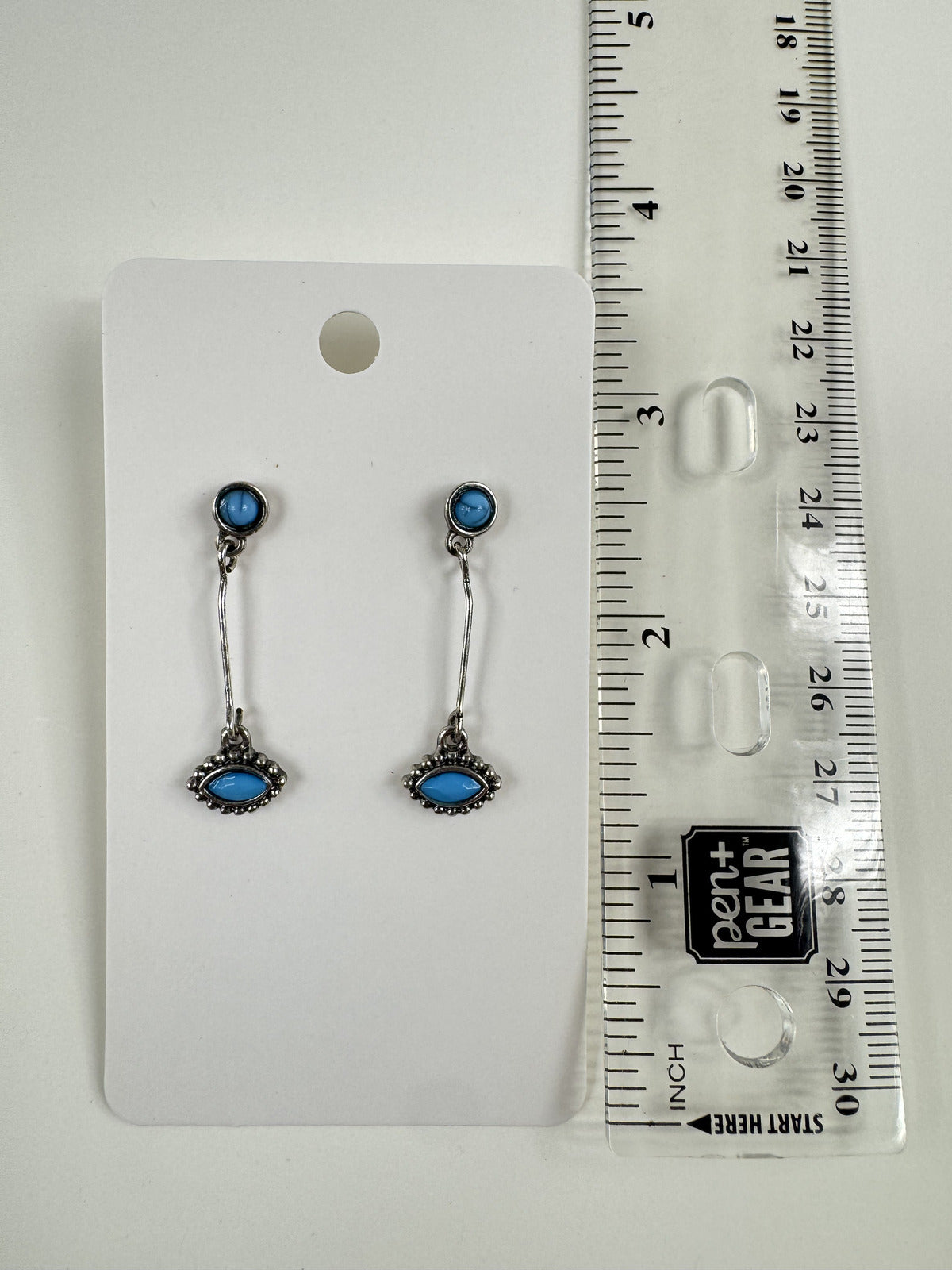 Fashion Jewelry Silver & Turquoise Toned Dangle Earrings