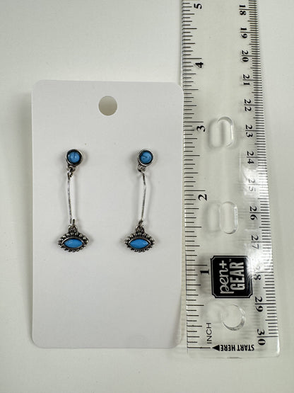 Fashion Jewelry Silver & Turquoise Toned Dangle Earrings
