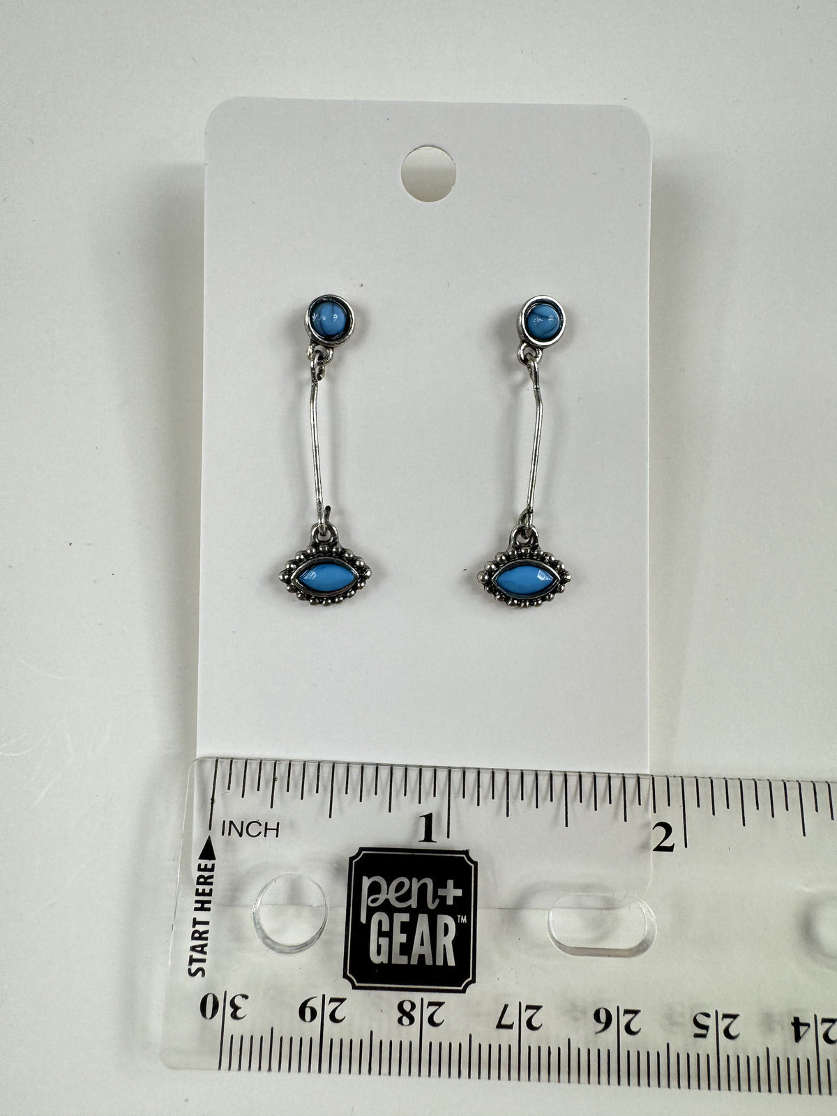 Fashion Jewelry Silver & Turquoise Toned Dangle Earrings