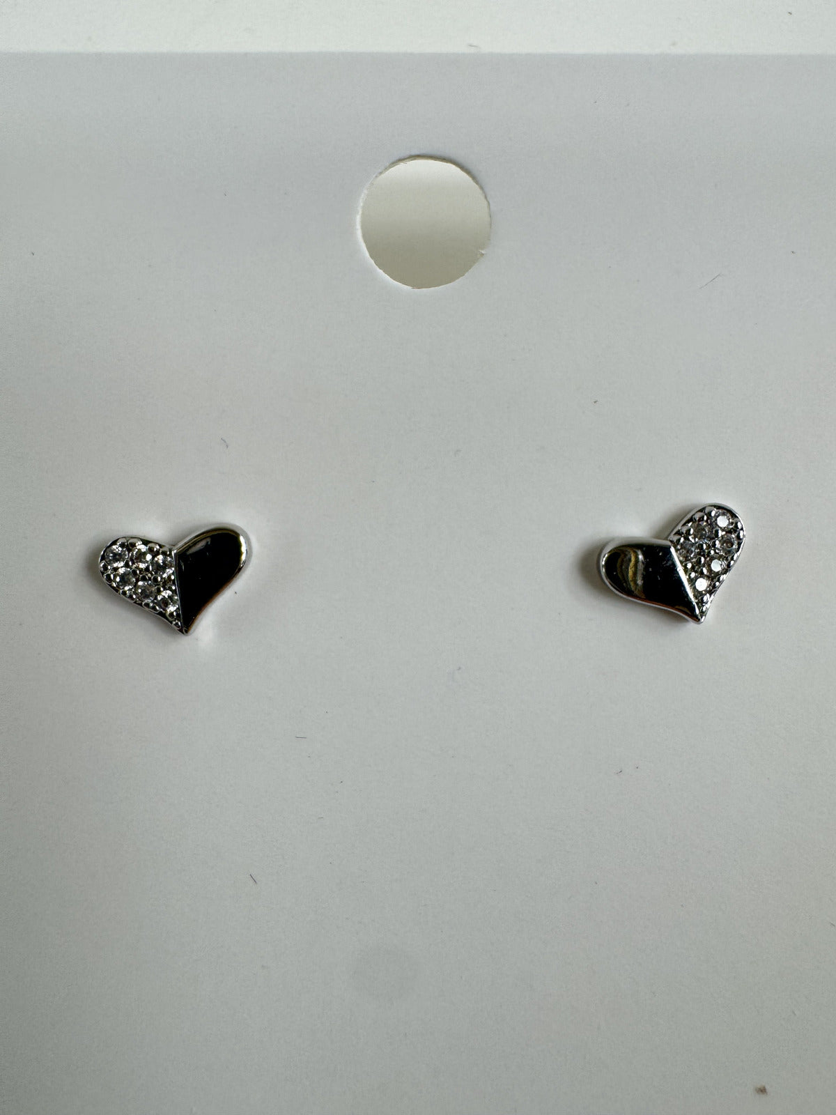 Fashion Jewelry Silver Tone Heart Stud Earrings