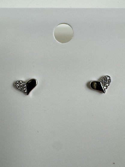 Fashion Jewelry Silver Tone Heart Stud Earrings
