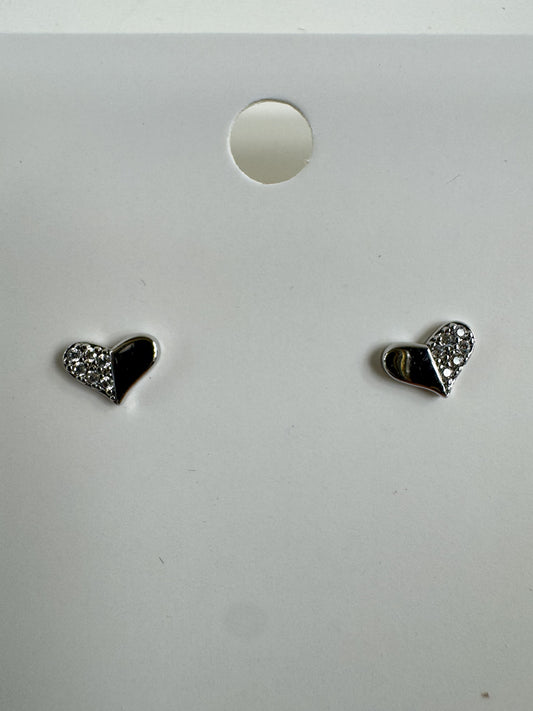 Fashion Jewelry Silver Tone Heart Stud Earrings