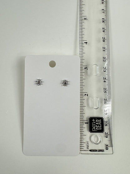 Fashion Jewelry Silver Tone Rhinestone Flower Stud Earrings