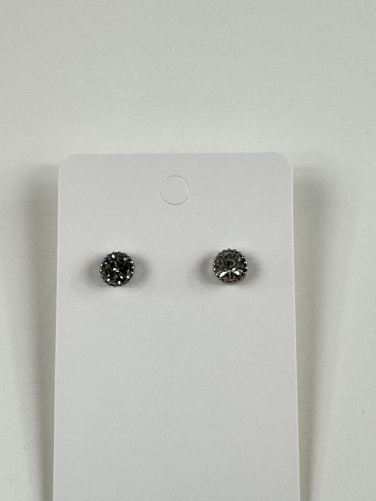 Fashion Jewelry Silver Tone Round Rhinestone Stud Earrings