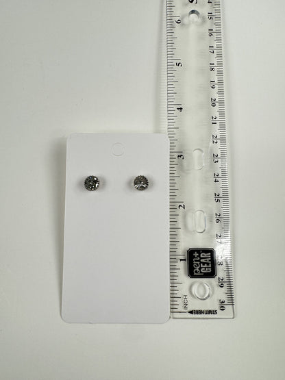 Fashion Jewelry Silver Tone Round Rhinestone Stud Earrings