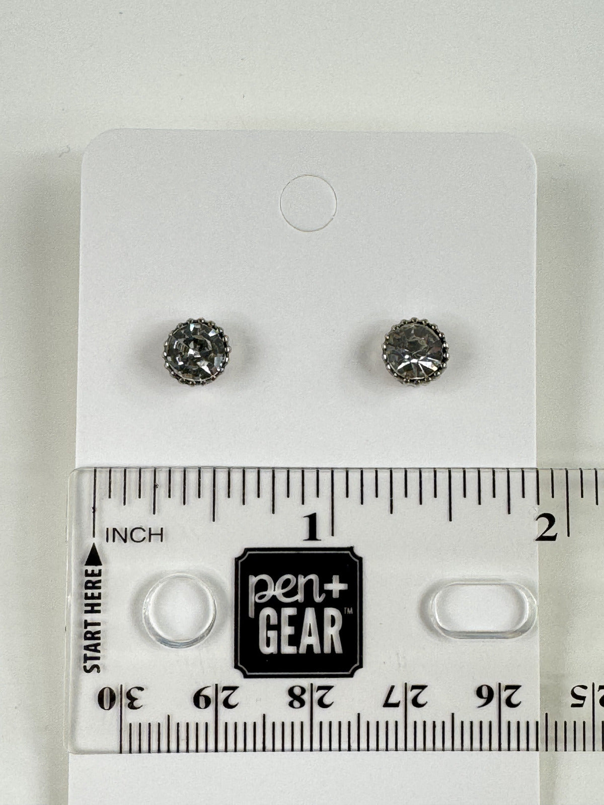 Fashion Jewelry Silver Tone Round Rhinestone Stud Earrings