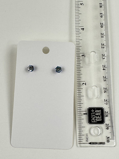 Fashion Jewelry Blue Setting White Rhinestone Stud Earrings