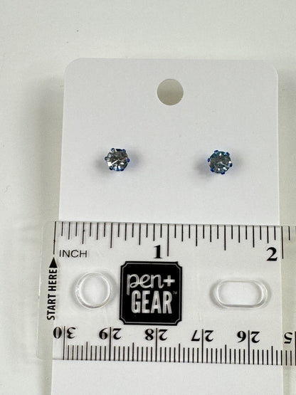 Fashion Jewelry Blue Setting White Rhinestone Stud Earrings