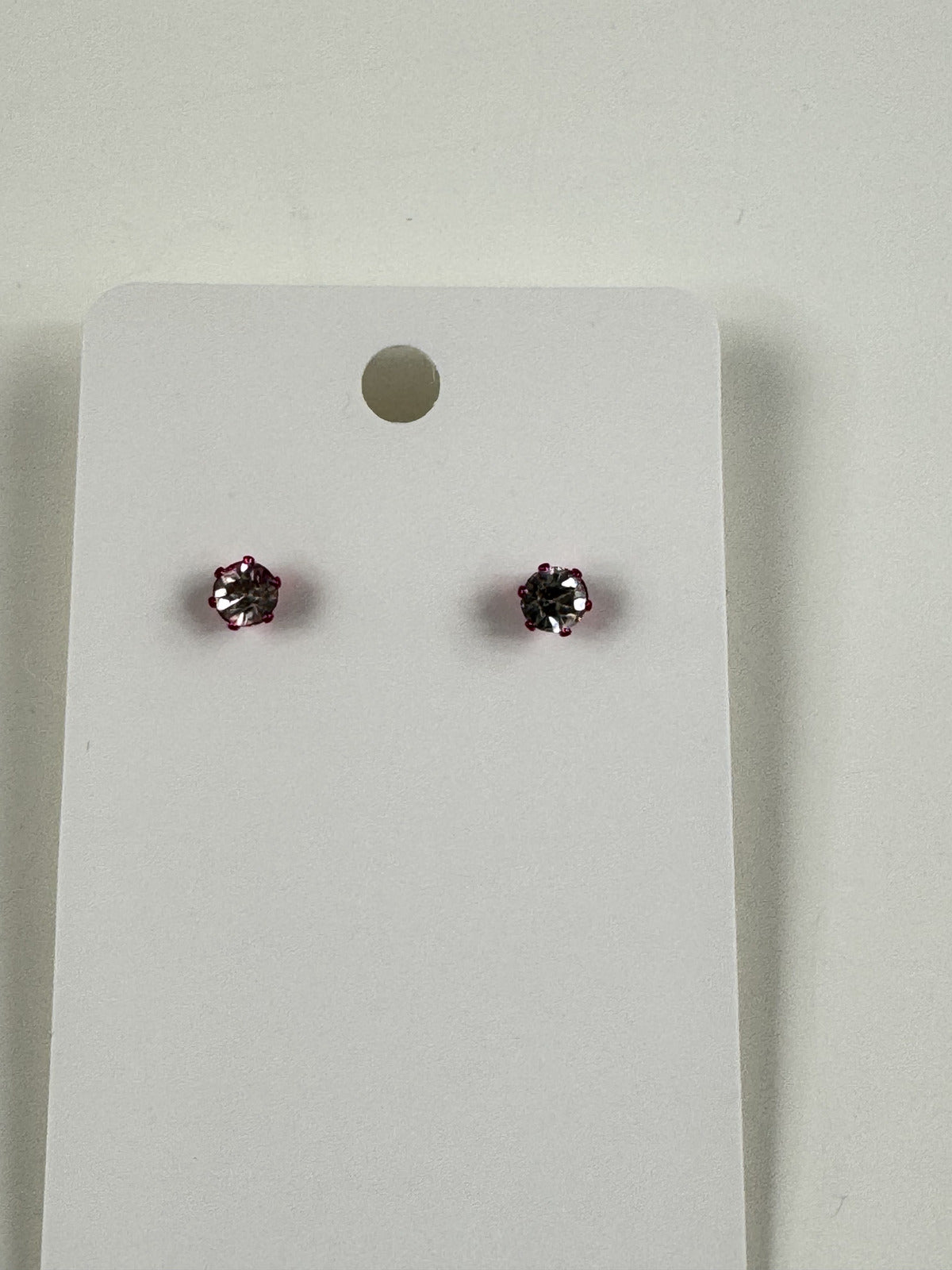 Fashion Jewelry Pink Setting White Rhinestone Stud Earrings