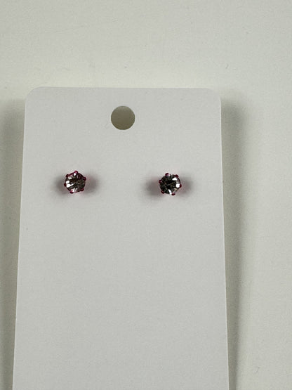 Fashion Jewelry Pink Setting White Rhinestone Stud Earrings