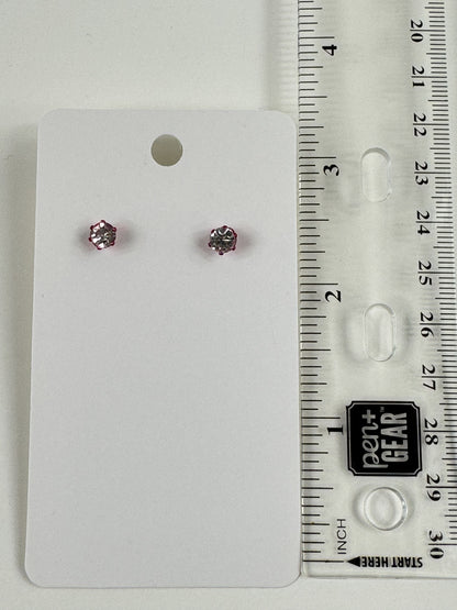 Fashion Jewelry Pink Setting White Rhinestone Stud Earrings