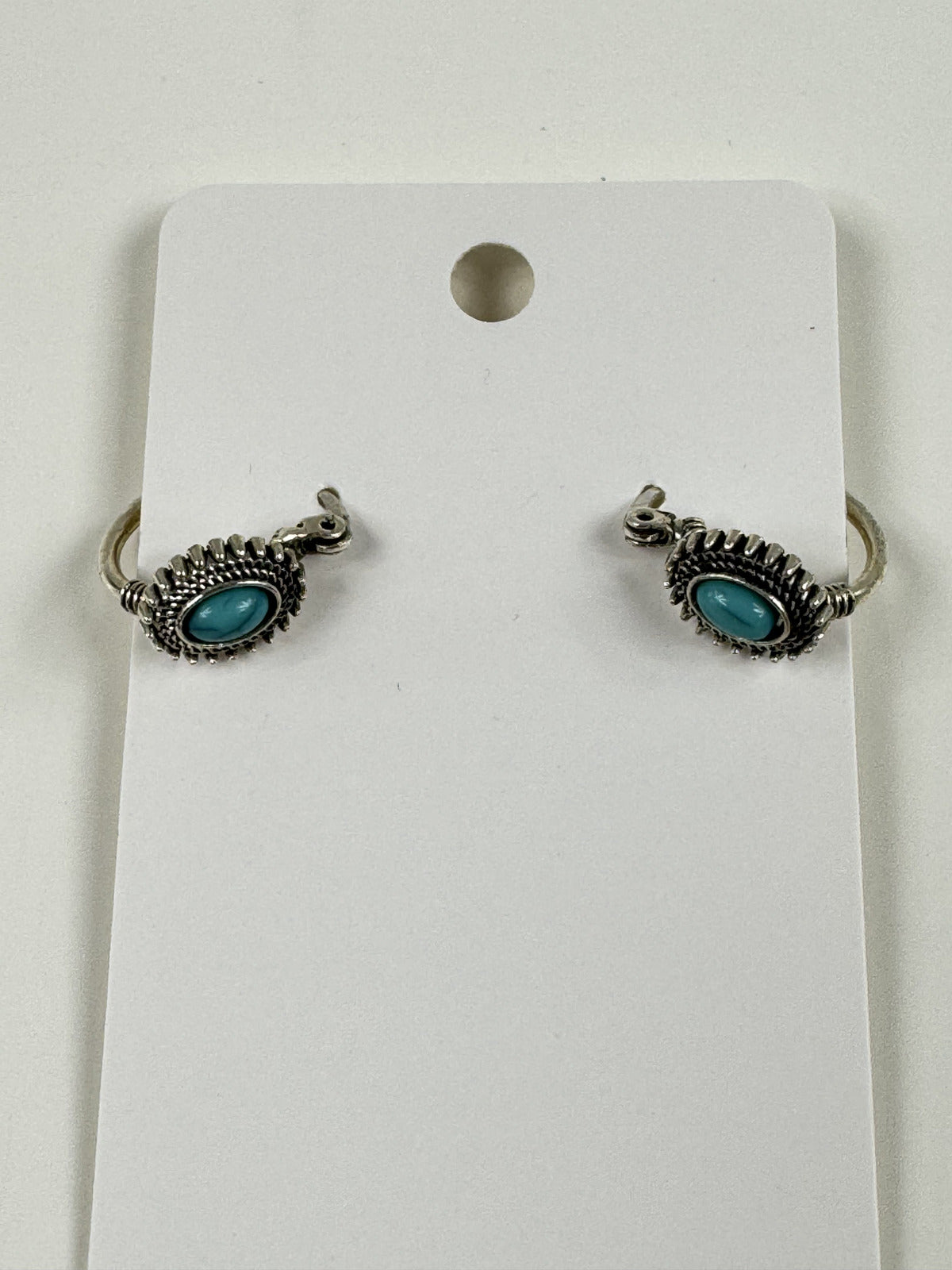 Fashion Jewelry Silver & Turquoise Toned Hoop Earrings