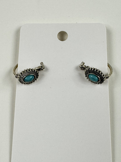Fashion Jewelry Silver & Turquoise Toned Hoop Earrings