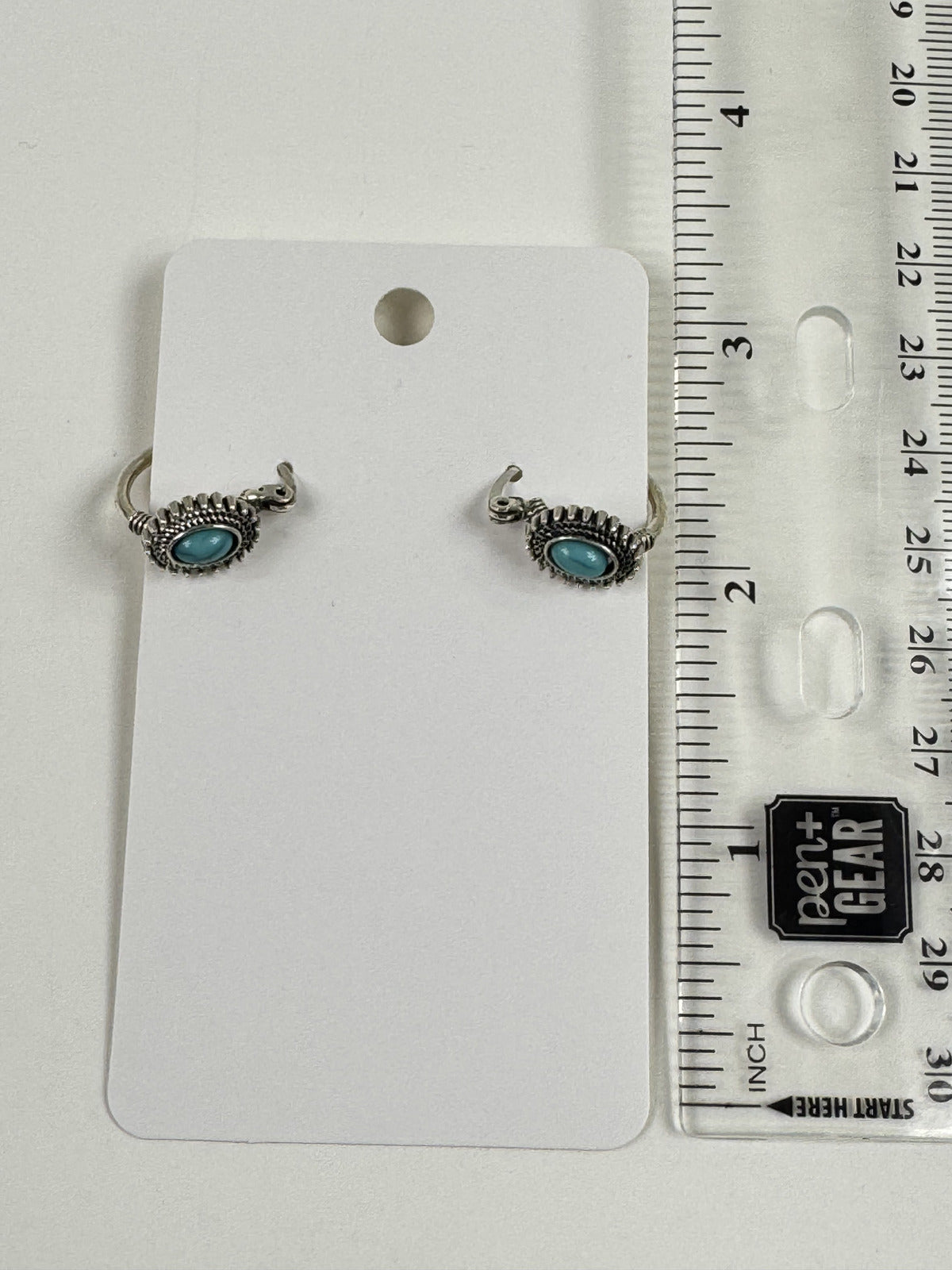 Fashion Jewelry Silver & Turquoise Toned Hoop Earrings