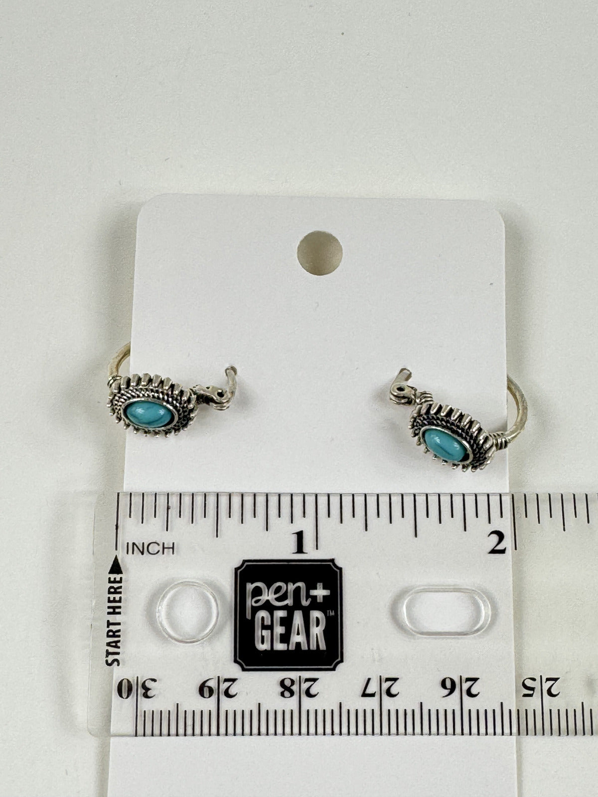 Fashion Jewelry Silver & Turquoise Toned Hoop Earrings