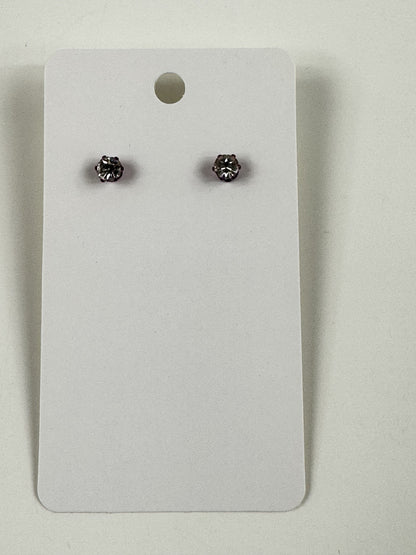 Fashion Jewelry Dark Pink Setting White Rhinestone Stud Earrings