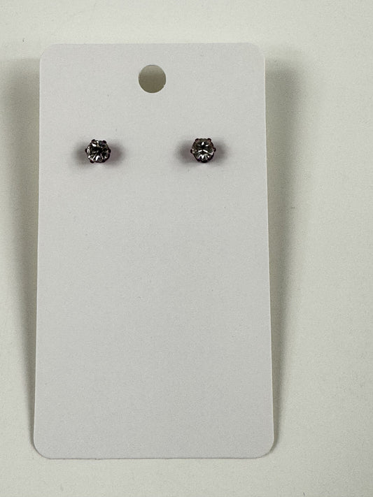 Fashion Jewelry Dark Pink Setting White Rhinestone Stud Earrings