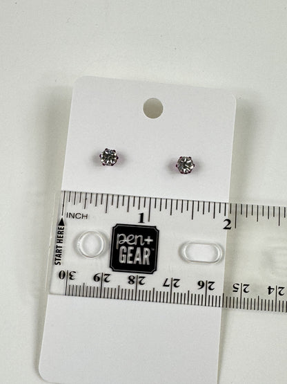 Fashion Jewelry Dark Pink Setting White Rhinestone Stud Earrings