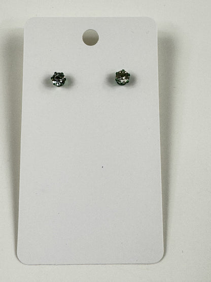 Fashion Jewelry Green Setting White Rhinestone Stud Earrings