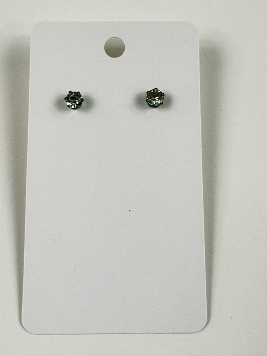 Fashion Jewelry Green Setting White Rhinestone Stud Earrings