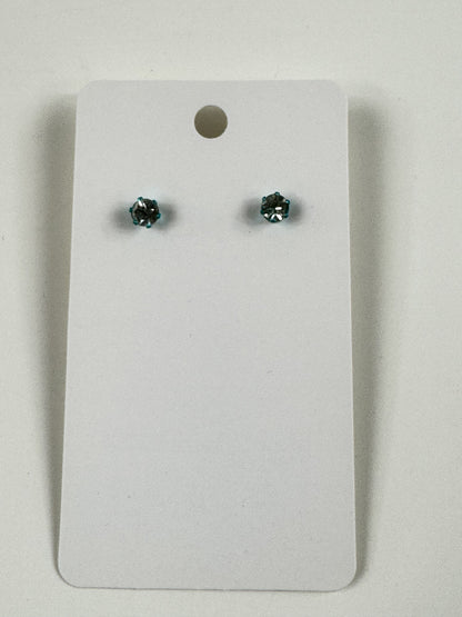 Fashion Jewelry Light Blue Setting White Rhinestone Stud Earrings