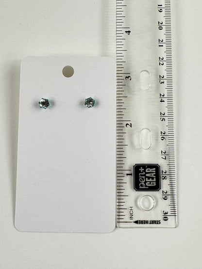 Fashion Jewelry Light Blue Setting White Rhinestone Stud Earrings