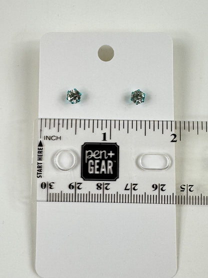 Fashion Jewelry Light Blue Setting White Rhinestone Stud Earrings