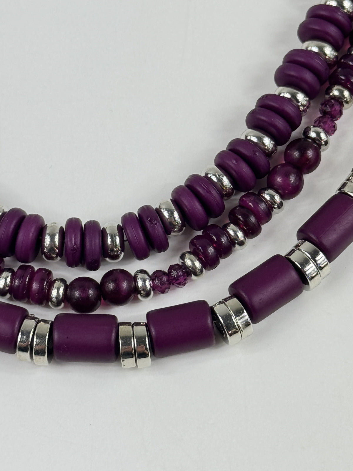 Fashion Jewelry Purple Three-Tiered Beaded Women's Necklace