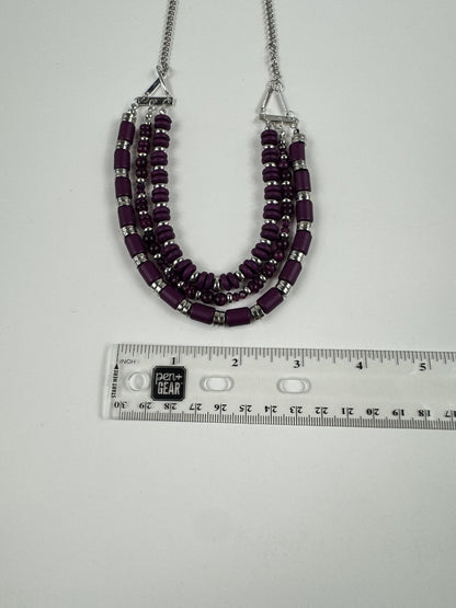 Fashion Jewelry Purple Three-Tiered Beaded Women's Necklace