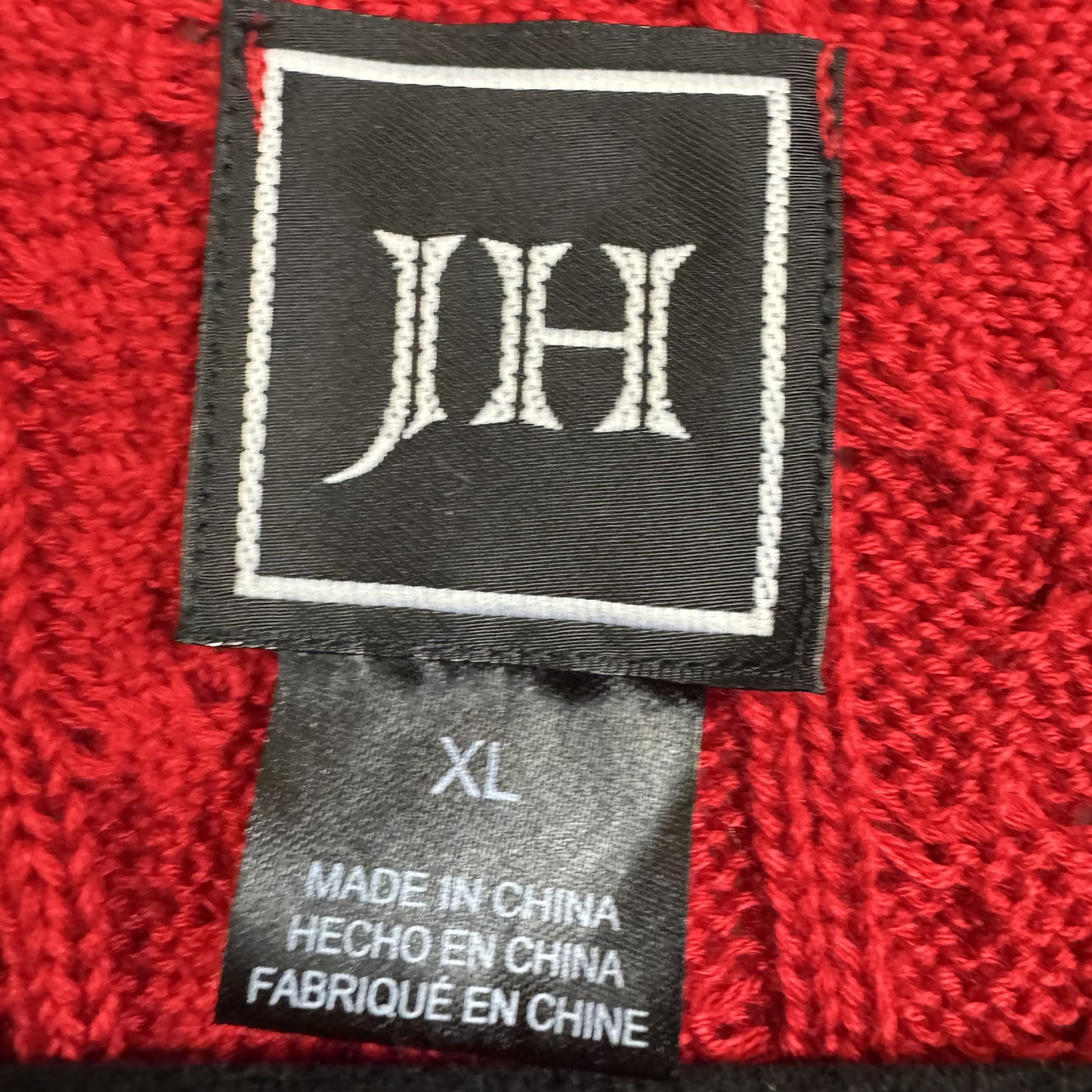 JH Red Long Sleeve Sweater Knee-Length Dress Women's XL