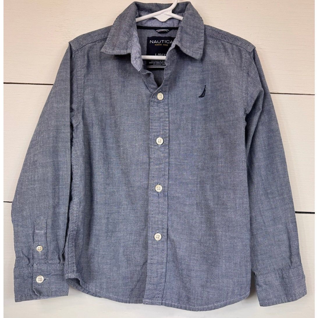 Nautica Long Sleeve Button Up Shirt Boy's Size Large (7)