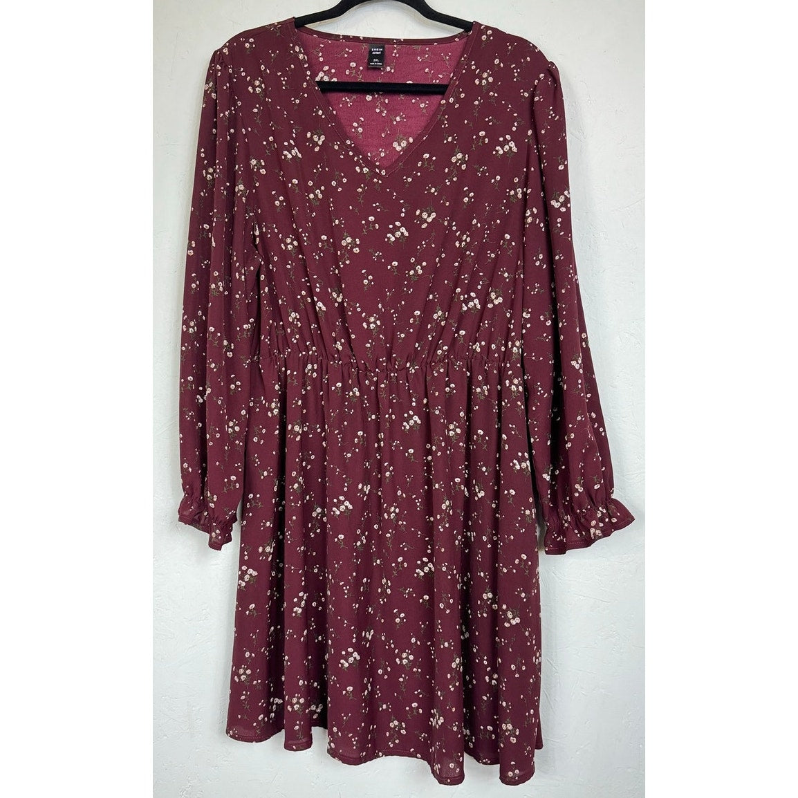 Shein Curve Red Long Sleeve Knee-length Dress Women's 2XL