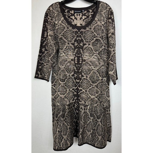 Nina Leonard Brown 3/4 Sleeve Knee length Dress Women's XL