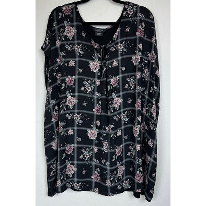 Michel Studio Collection Black Short Sleeve Blouse Women's 4X